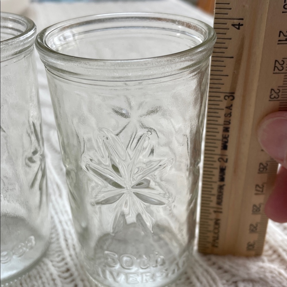 3 VTG Ball Jelly juice jar/glasses, 50th anniversary Ball 1933 to 1983 starburst - Picture 9 of 15